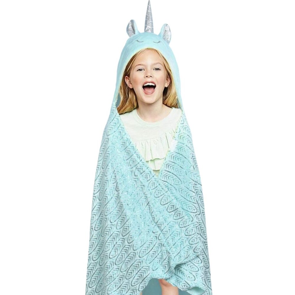 Hooded unicorn blanket bathrobe
